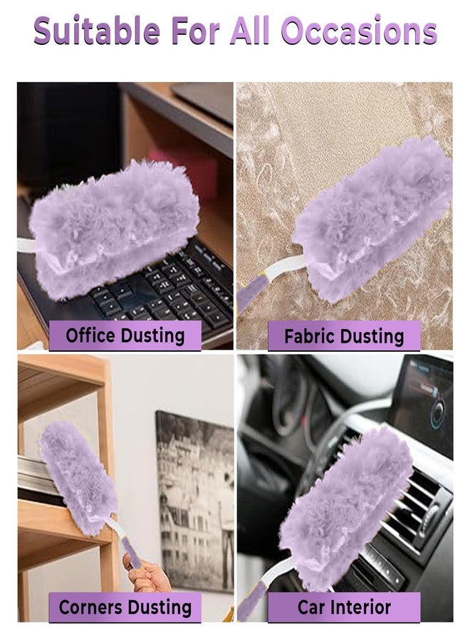MAXOSHINE Microfiber Feather Duster for Home Cleaning with 5 Refills-Multipurpose Dusting Brush with Bendable Head Ideal for Cleaning AC Vents Car Blinds Furniture Hard-to-Reach Gaps (Purple, Small Handle) - Image 4